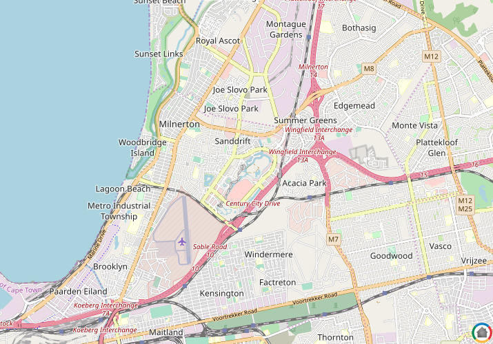 Map location of Century City